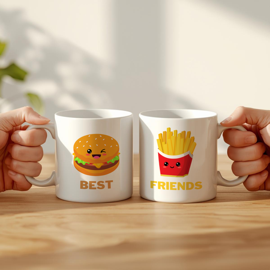 Conjunto Canecas - Best Friends (hambúrguer e batata)
