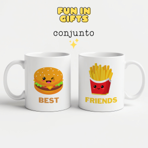 Conjunto Canecas - Best Friends (hambúrguer e batata)