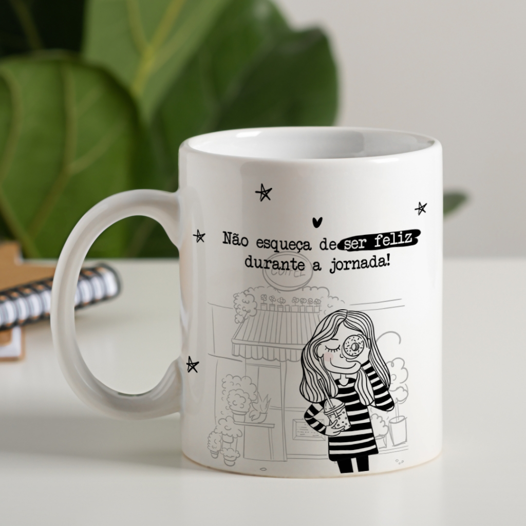Caneca - Não esqueça de ser Feliz durante a jornada