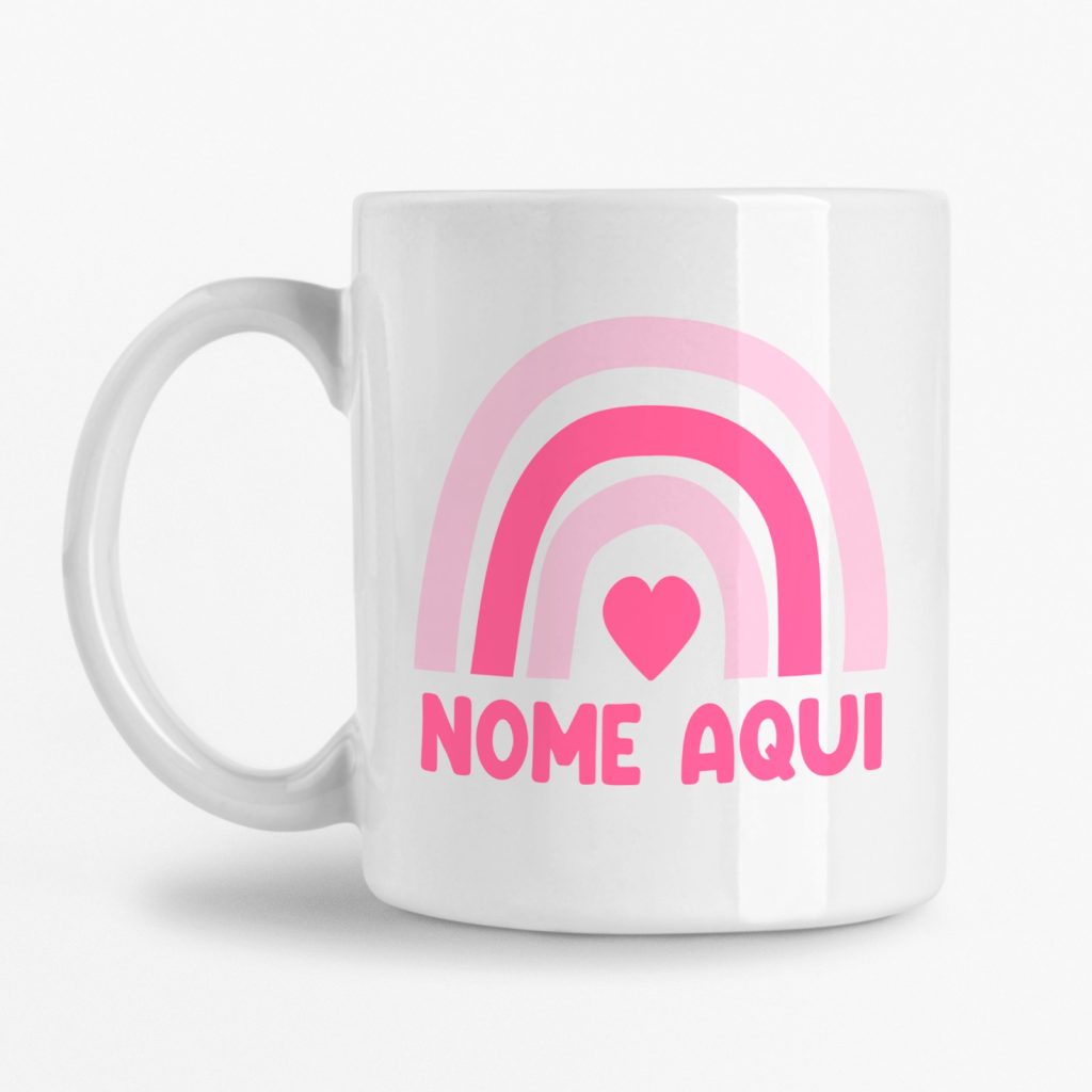 Caneca Personalizada com Nome - Arco Íris Boho
