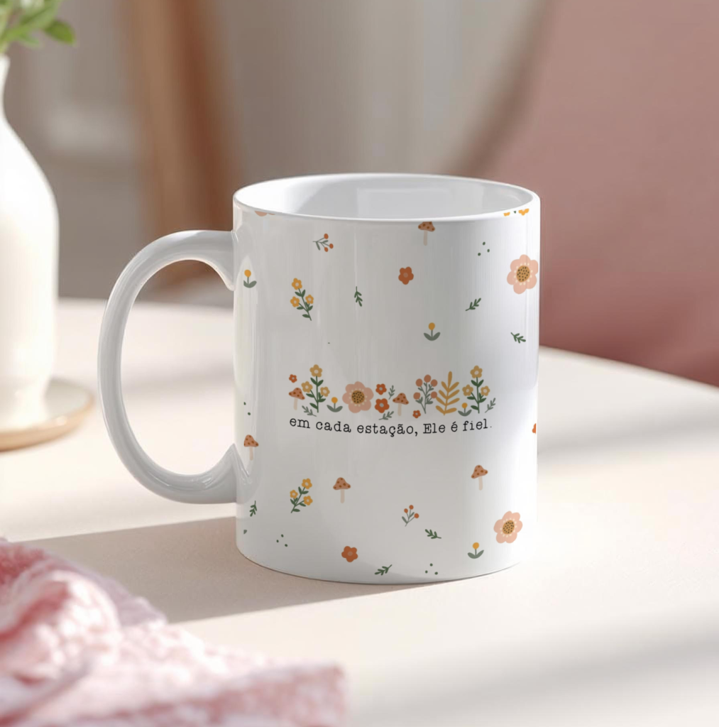 Caneca - Em cada estação, Ele é fiel